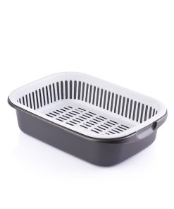 طبق مع مصفاية مستطيل