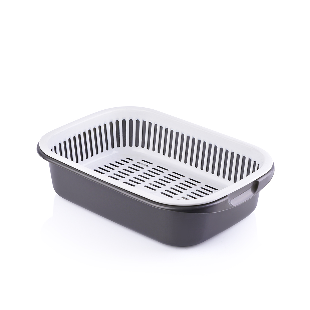 طبق مع مصفاية مستطيل